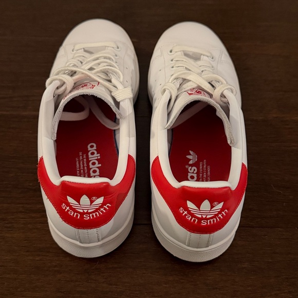 adidas Originals Stan Smith White Red Leather Sneakers Men's Size 8 Low Top - Picture 5 of 9